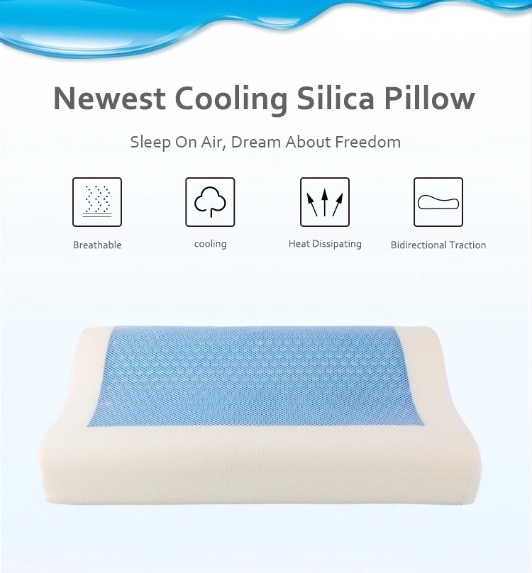 Popular Newest Visco Orthopedic Silica Gel Contour Ice Cool Comfort Gel Silicone Filled Memory Foam Sleeping Pillow