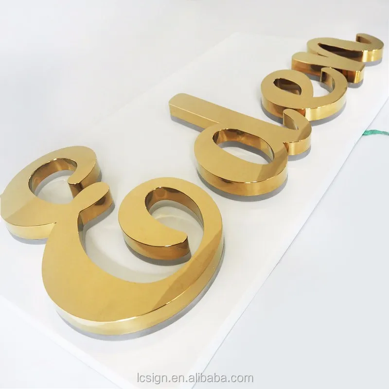 Custom Gold Polished Backlit Led Stainless Steel Illuminated Channel