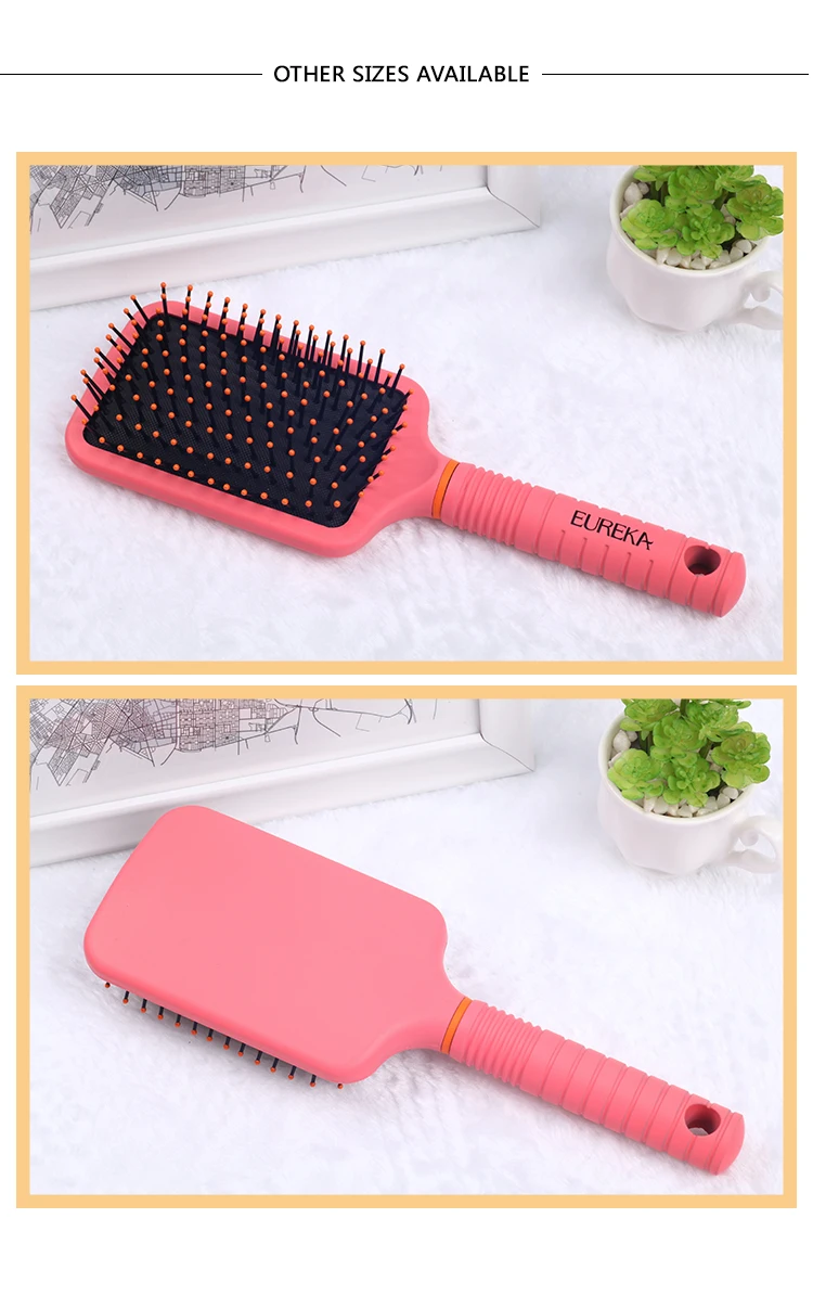 EUREKA 9594HL Paddle Cushion Hair Brush for All Hair Types Ball-Tip Nylon Pins Anti-Slide Handle Hairbrush