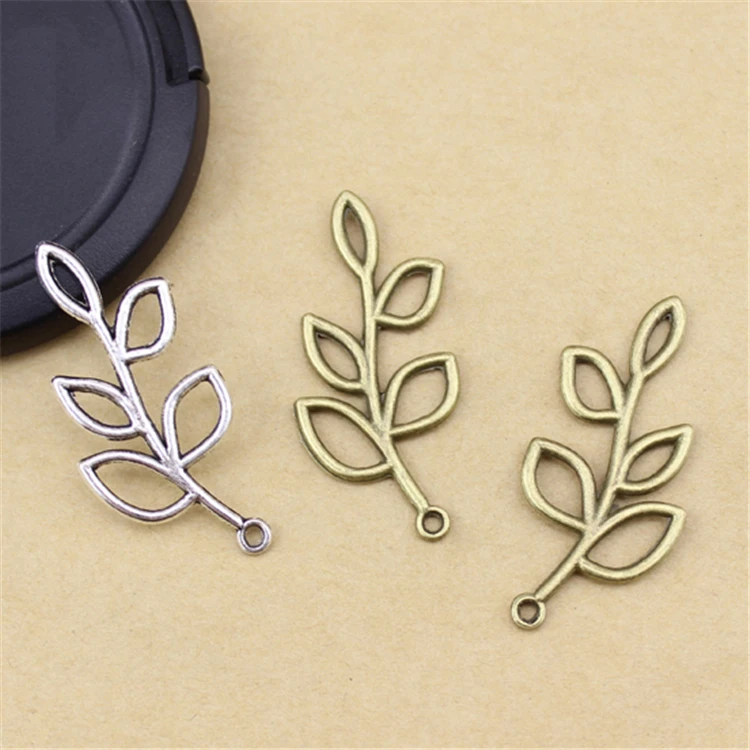 

Filigree Olive Leaf Branch Charm Pendant, Antique silver,antique bronze