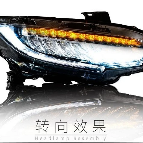 LED headlamp For Honda Civic 10th 2018 2017 Car headlight DRL with moving