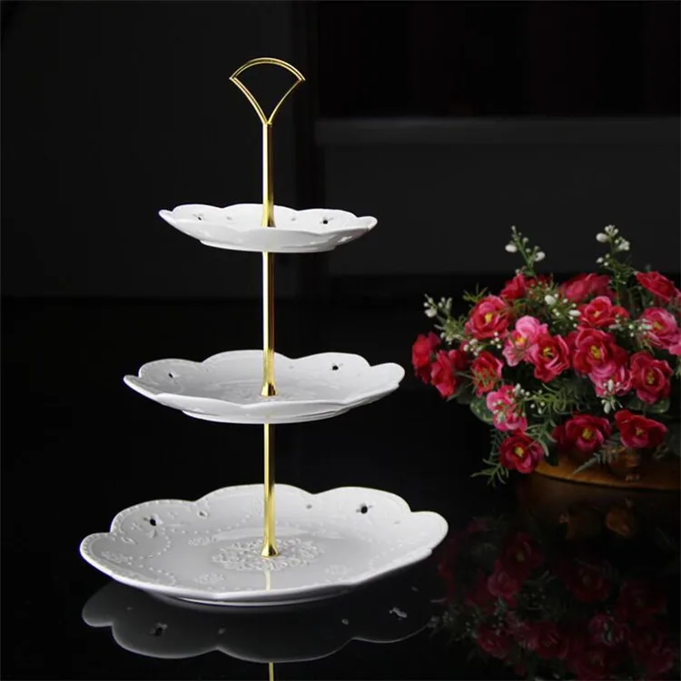Wedding Party Gold color 2 3 tiers cupcake cookie desscert tray plate handles and fittings hardware CSH-010