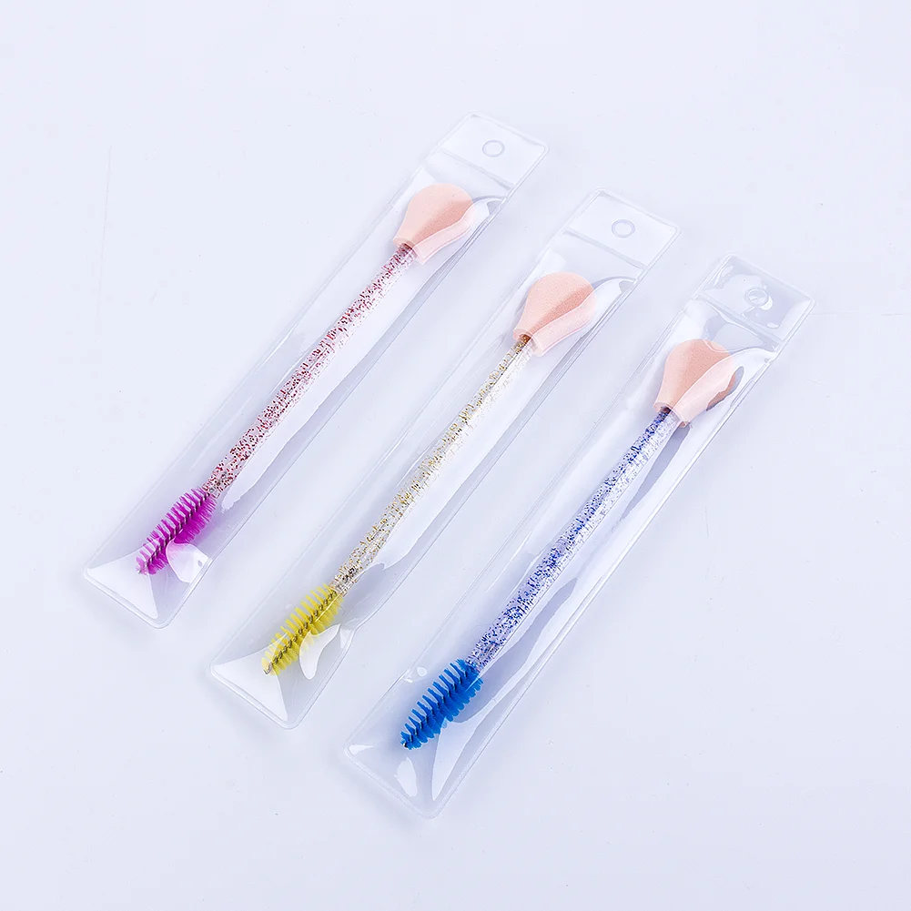 

Wholesale Stock 50pcs/Lot Bulk Order Makeup Accessories Tools China Supplier Double Heads Portable Eyelash Brush Eyebrow Brush, Customized color, pink, blue, red, yellow , purple