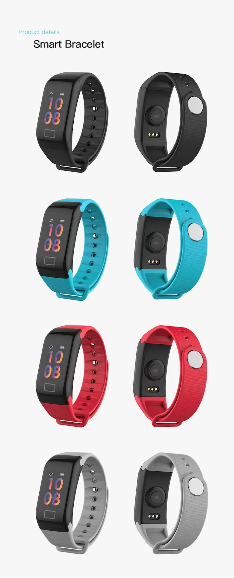 High quality F1 Plus Smart band Blood Pressure Waterproof Color Screen Heart Rate Monitor Smart Bracelet Wristband R3