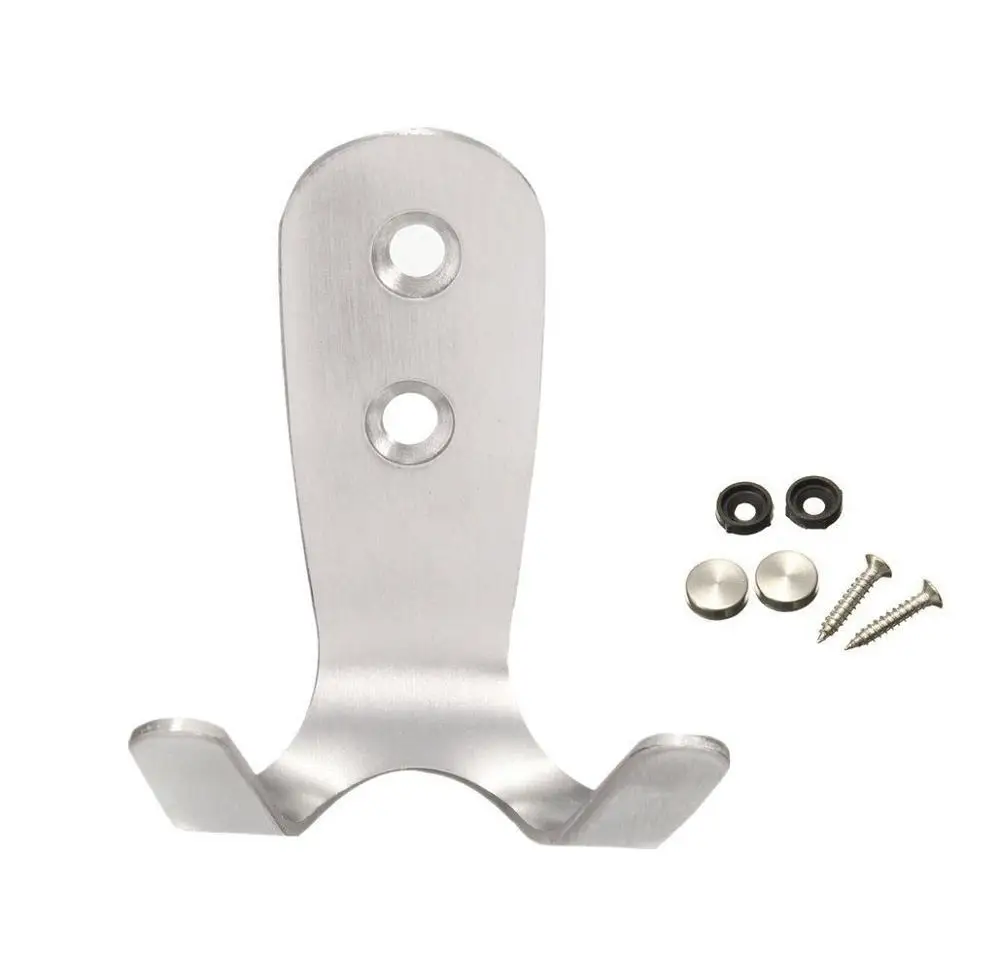 

100 Pack Screw In Double Prongs Stainless Steel Bedroom Shower Room Robe Clothes Coat Towel Robe Hook