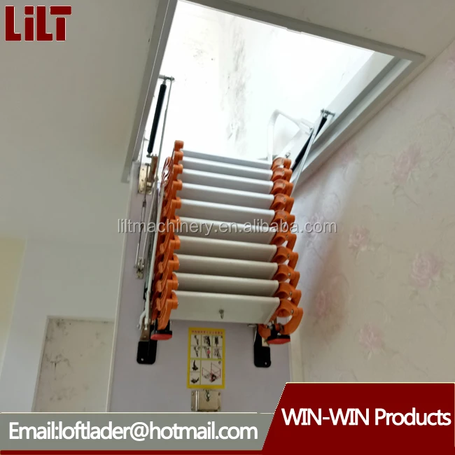 
manual/motorized loft ladder steel material retractable attic stairs 