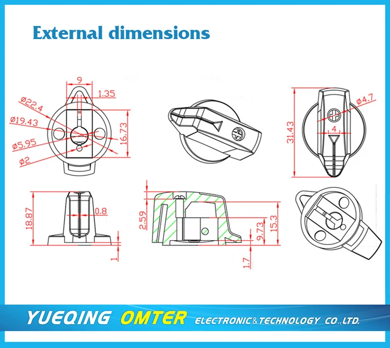501533c Guitar Bakelite Knob Bakelite 6.35mm Shaft Brass Inside Set