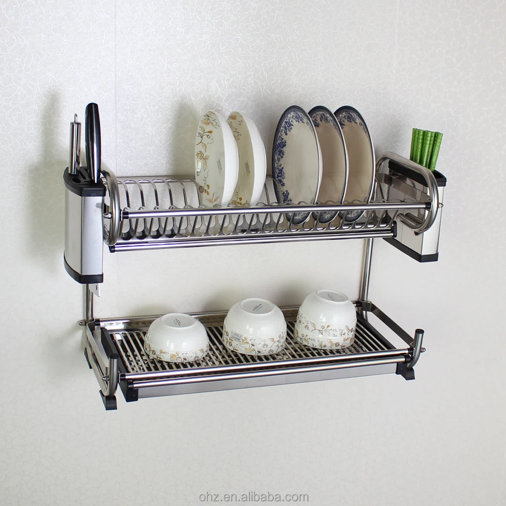 

Kitchen Storage Holders & Racks Rust-free Polishing Stainless Steel Wall Mounted Dish Drying Rack