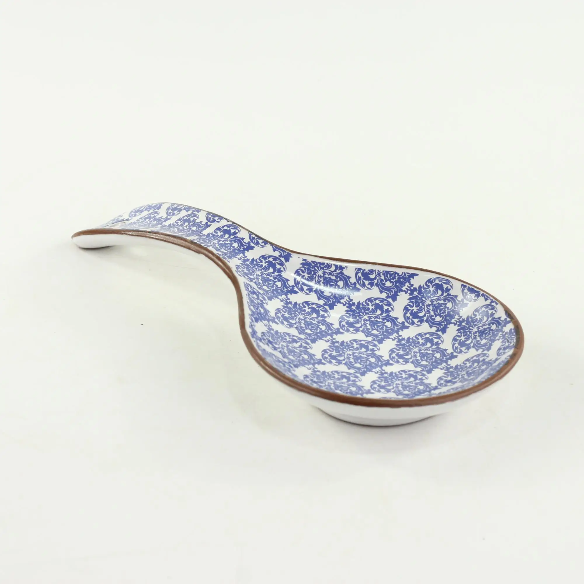 Traditionial Japanese White Ceramic Spoon Rest With Decal For Sales