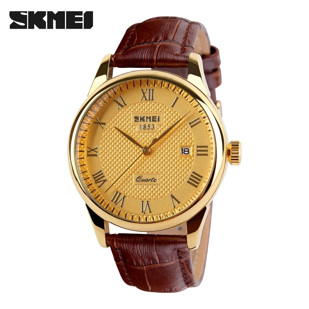 

SKMEI Brand 9058 Luxury quartz classic Lovers watch fashion casual watches 30m waterproof leather belt for men women wristwatch