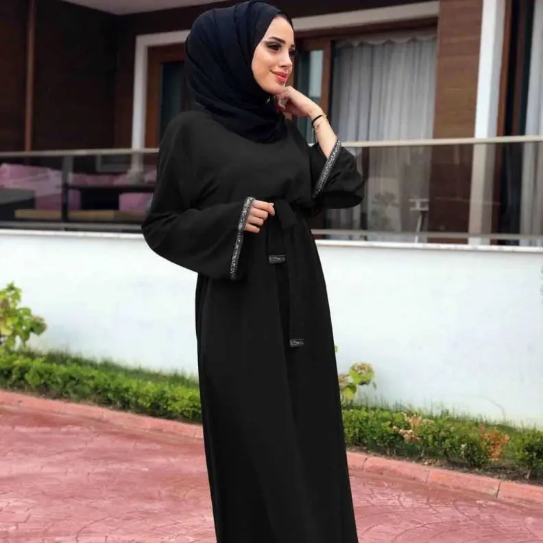 

2019 latest style vintage EID collection modest maxi dress women jalabya in dubai new model abaya daywear