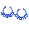China supplier nose ring hoop clip on deep blue uv non piercing fake piercing septum