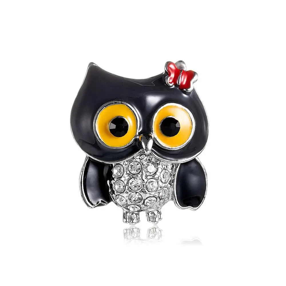 

Cute Cartoon Crystal Zinc Alloy Women Enamel Funny Fancy Animal Owl Jewelry Brooch Pin