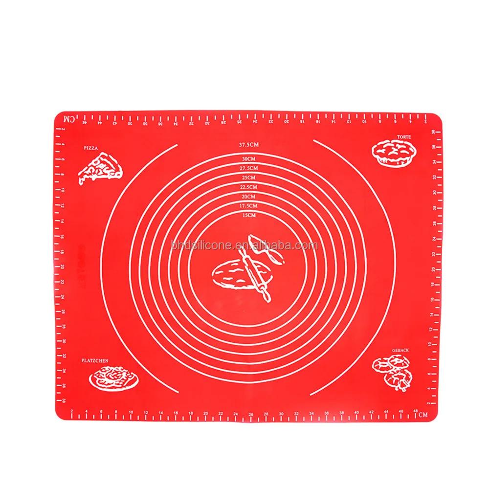 

Benhaida Non-slip Silicone Pastry Mat Extra Large with Measurements, Silicone Baking Mat Dough Rolling Mat, Red (customize)