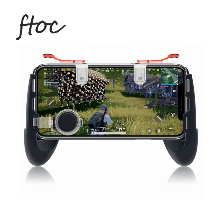 

New Bundle PUBG L1 R1 Trigger Mobile Game Controller Grip Handle L1R1 Fire Metal Button, Clear+black