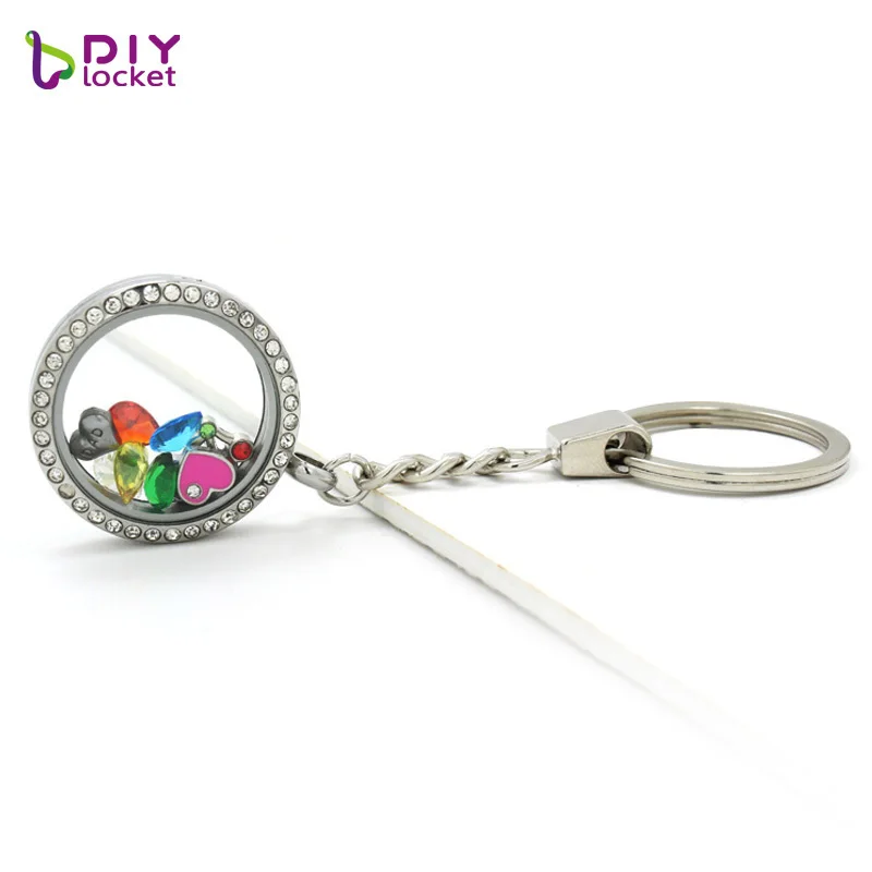 
Wholesale Round Stainless Steel Locket Keychain for Floating Charm 