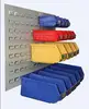 Corrosion resistant louvered panel rack with plastic hanging bins
