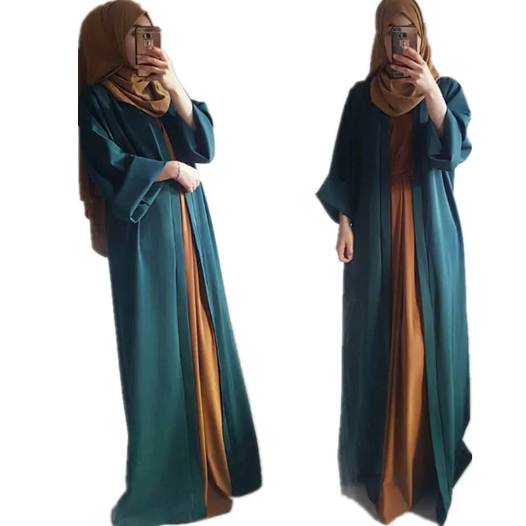 

2019 Newest Fashion Loriya Modest Islamic Clothing Women Plain Open Abaya With Pocket, Blackgray;khaki;olive green;blue;wine red