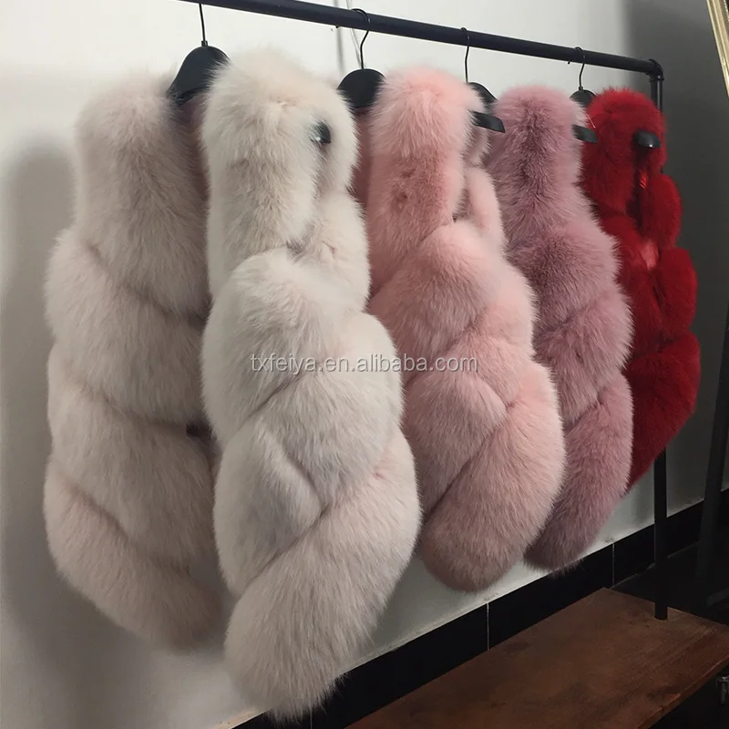 

Winter Women 100% Real Fox Fur Vest Waistcoat Short Style Genuine Fox Fur Gilet, We can dye any color