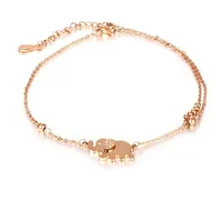 

OEM Elephant Woman Anklets Fashion Rose Gold Color Stainless Steel Women Link Chain Jewelry Bracelets Best Gift
