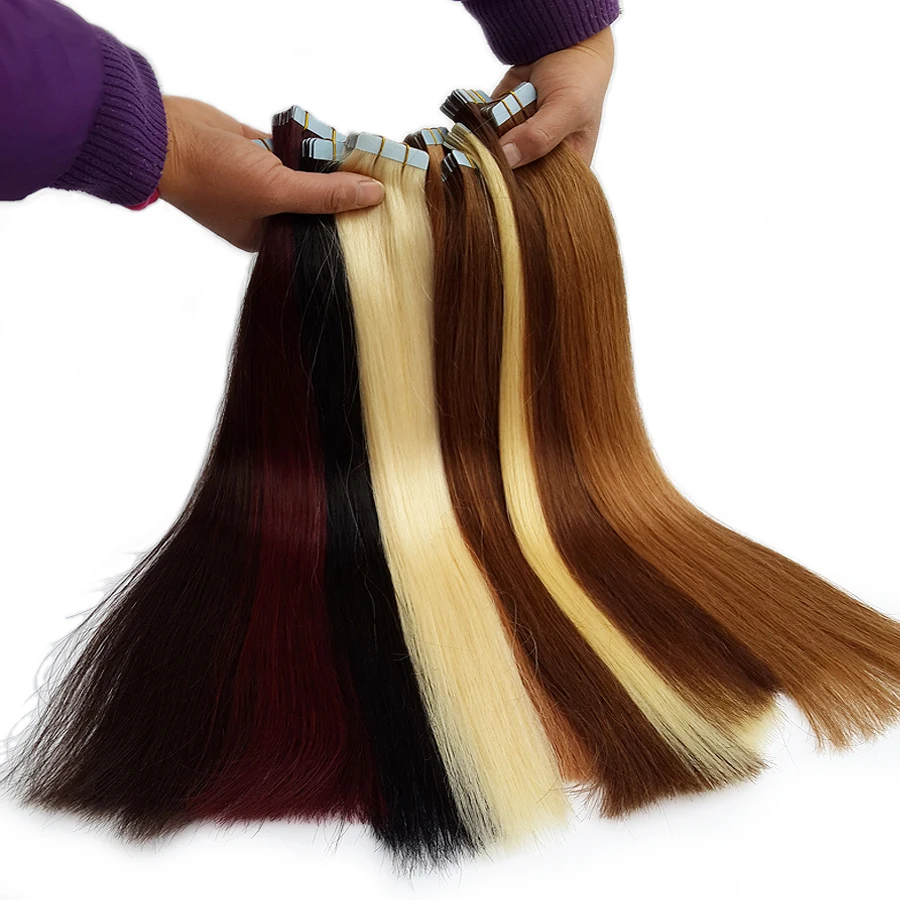 

2019 Trend Popular New Products Grade 10A Double Drawn Skin Weft 100% Remy Human Hair Tape Hair Extension, All color available