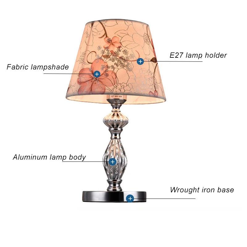 Modern  Home Fabric Table Lamp Hotel room Decorative Chrome Material Table lamp