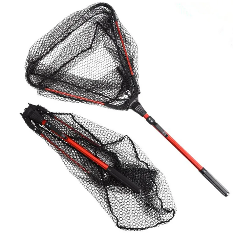 

Fishing Hand Net Aluminum Alloy Fly Net Folding Fishing Landing Net Pole Casting Network Trap Fishing Nets, Black