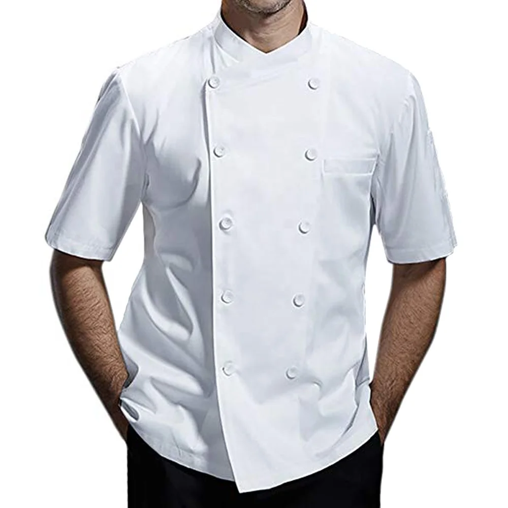 

Customize logo 65%polyester 35% Cotton executive chef uniform, comfortable fabric Chef Coats, White