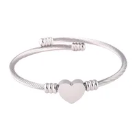 

New Design Women's Stainless Steel Wire Bangle With Heart