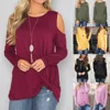 Solid Color Long Sleeve Summer Off Shoulder Woman Sexy Blouse Tops Womens Sweaters Cold Shoulder Long Sleeve Cut Out Pullover Sw