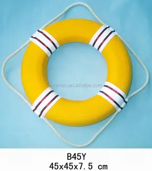 Nautical Life Saver Wall Decoration Stripe Yellow Life Buoy Rings