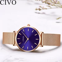 

CIVO Fashion Luxury Ladies Watch Waterproof Analog Quartz Watches Women Rose Gold Steel Mesh Strap Dress Clock Relogio Feminino