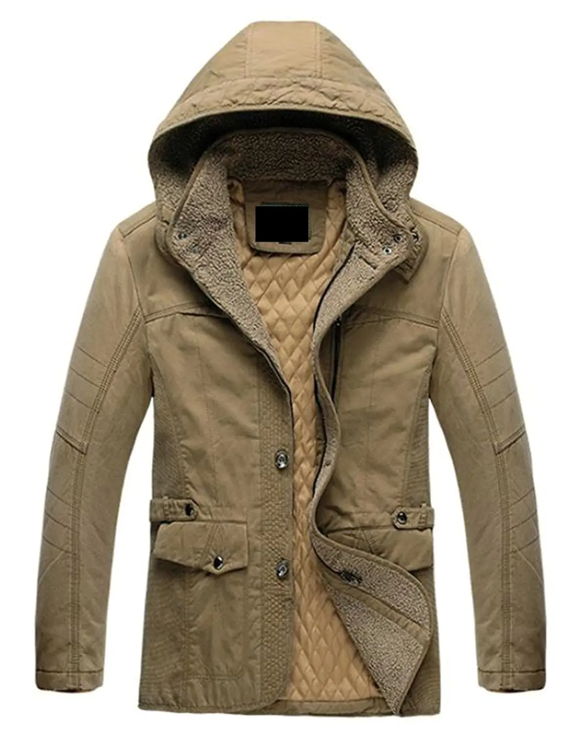 ONTBYB Mens Classic Warm Suede Thicken Quilted Jacket Coat Outerwear