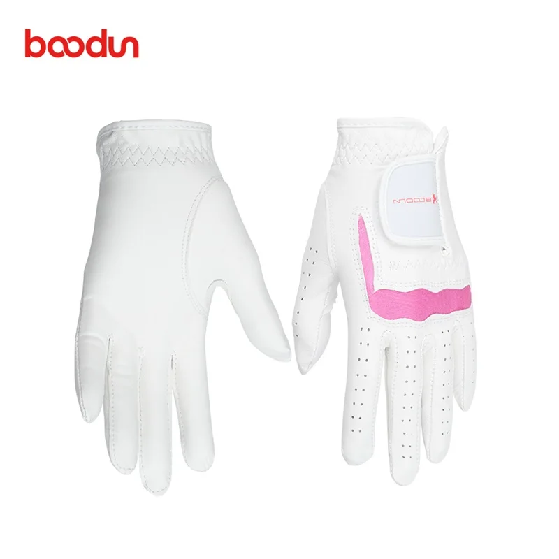 

Boodun Golf Leather Gloves Sheepskin Gloves for woman, White pink