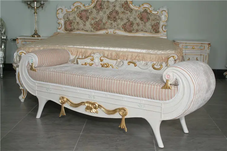 Muebles de dormitorio de madera de lujo de mano tallada hoja ...