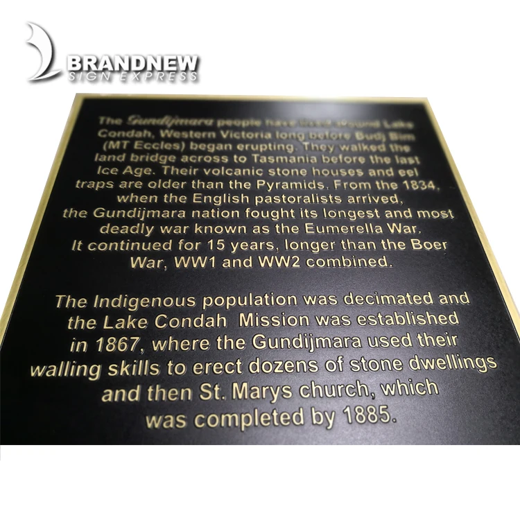  embossed brass plate sign