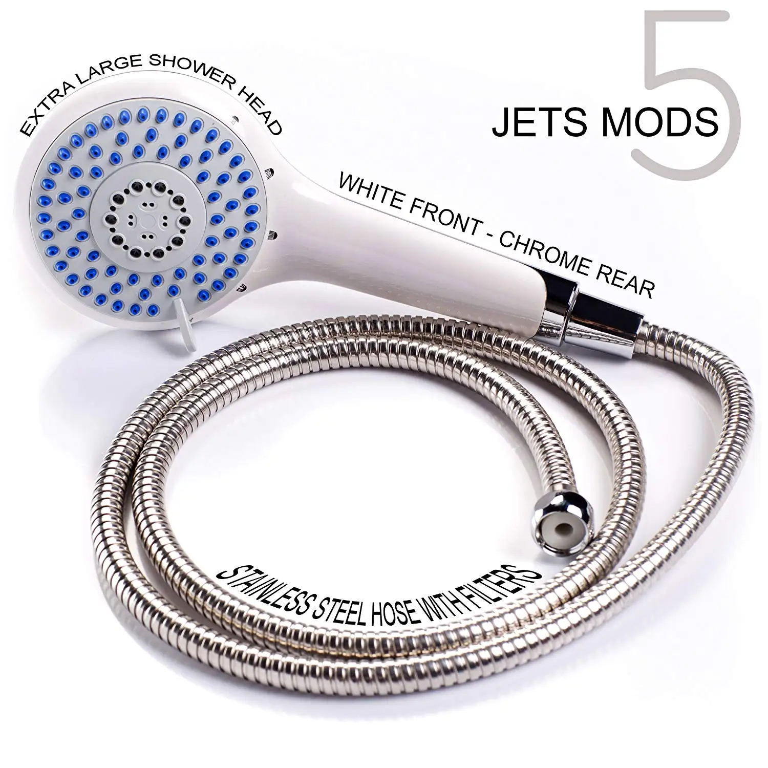 Small Chrome Sprayer No Hook 6 Feet Black Rubber Hose