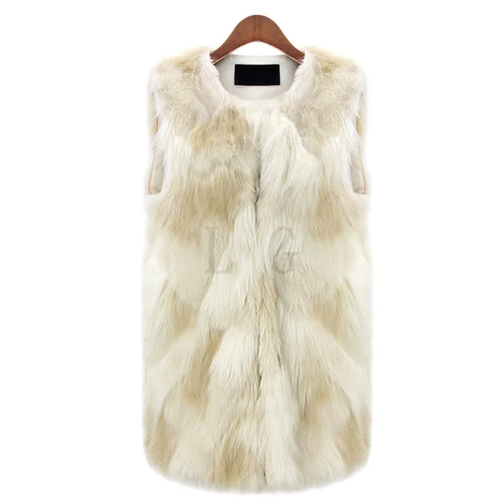 Minetom/® Women Faux Fur Vest Gilet Waistcoat Synthetic Fox Wool Jacket Outwear Gilet