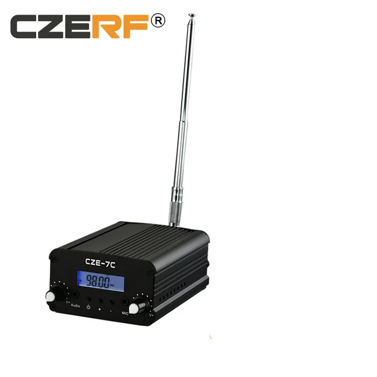 

CZE-7C 0.7-1w FM audio out to car system FM Transmitter for Radio Station with Extractable antenna kit, Black