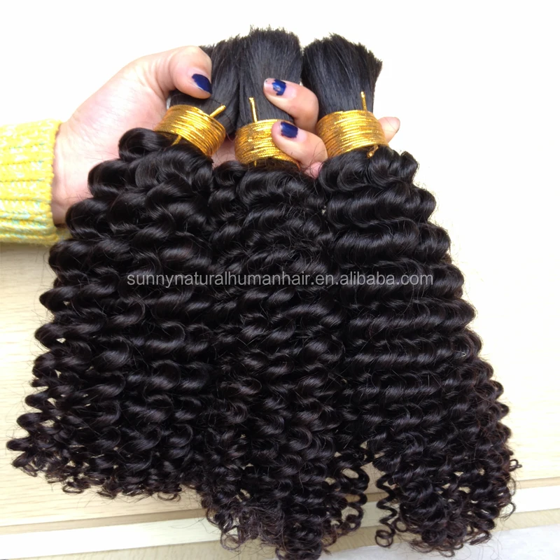 

#1b afro kinky curly human hair bulk for braiding deep curly Brazilian virgin bulk hair, N/a