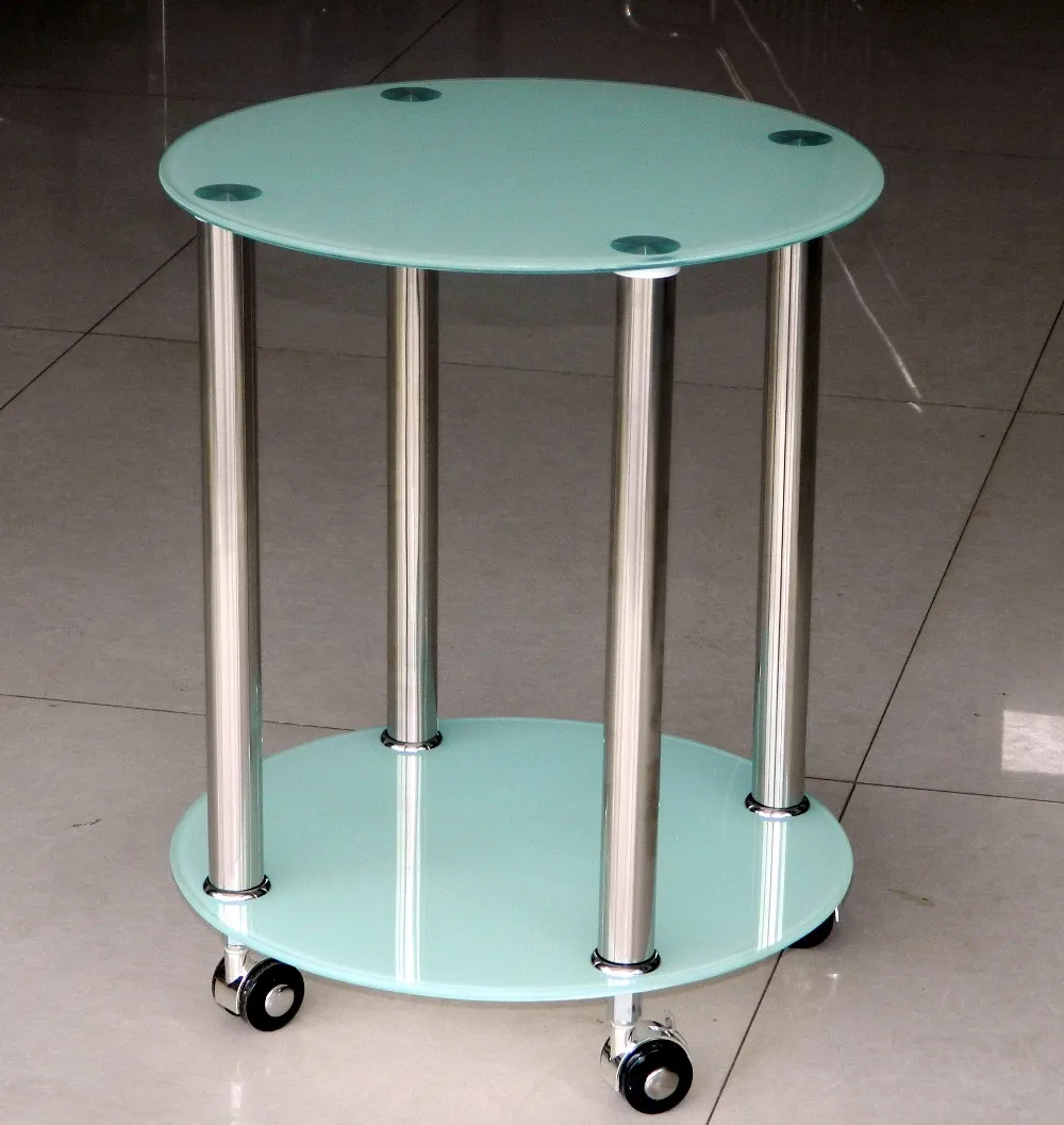 Simple Style Small Round Tempered Glass Black Side Table End Tables