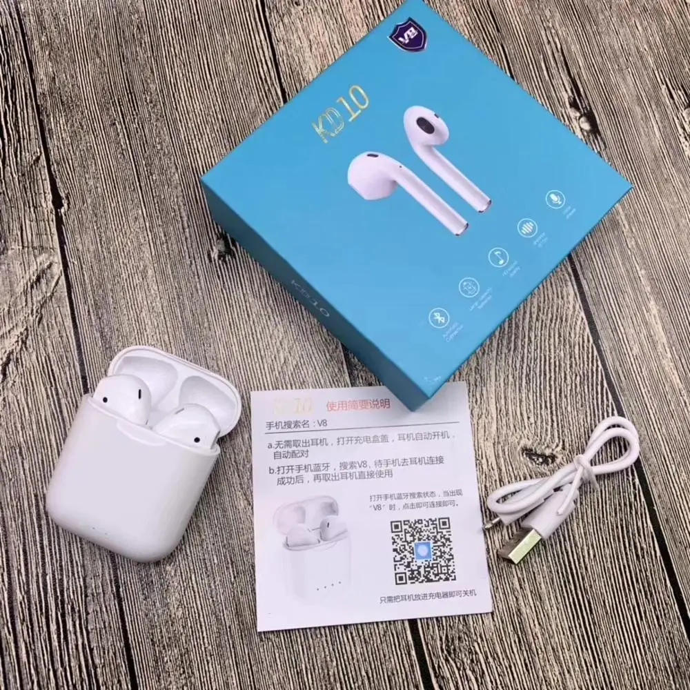 

KD10 tws Free Shipping 2019 New 3 Hours Play Time Wireless Charge+Popup Window i30 tws earphone