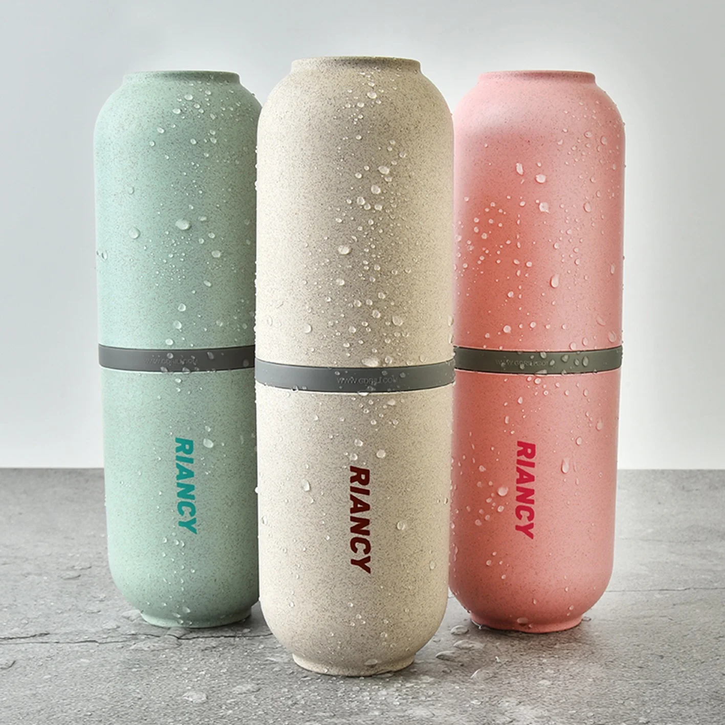 Wholesale Wheat Straw Capsule Travel Cup Portable Toothbrush Toothpaste Storage Wash Set Toothbrush cup