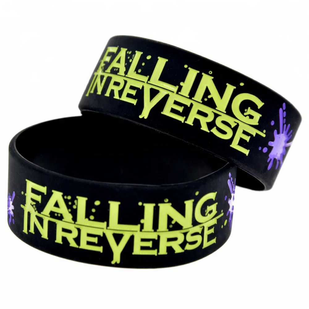 

25PCS Decoration Logo Falling in Reverse Silicone Wristband for Music Fans, Black
