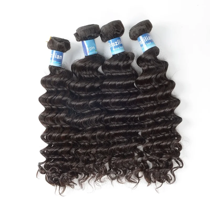 

Cuticle aligned unprocessed virgin hair bundles free sample deep wave remy hair from young donor, Natural color