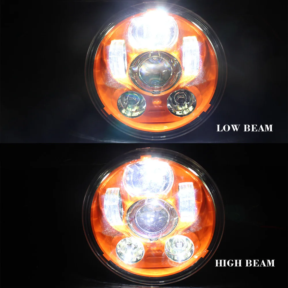 5-3/4 5.75'' Inch LED Headlight for Sportster XL 1200 883 Motorcycle Orange
