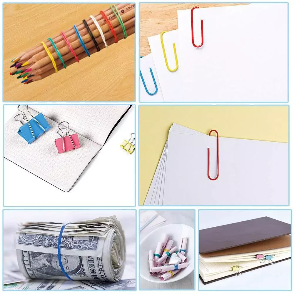 Colorful Mixed Paper Clips Rubber Band With Binder Clips Stationery Set