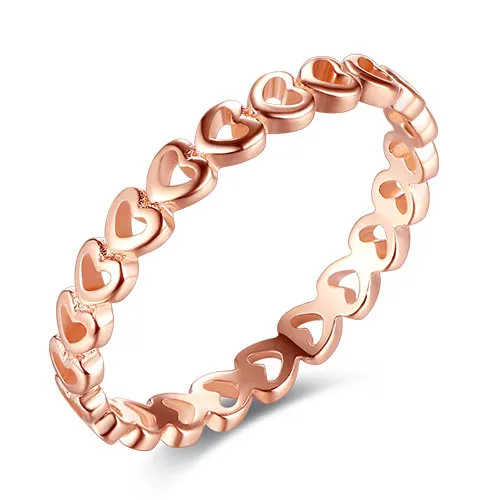 

Hot Selling Woman Jewelry 925 sterling silver Rose Gold-Color Stackable Heart Ring
