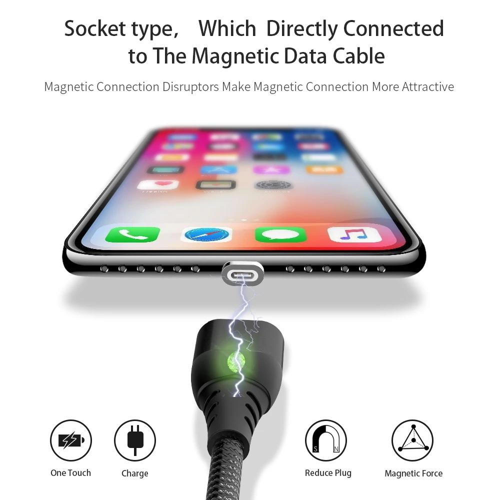 Phone accessories magnetic charging cable usb diamond light 3 in 1 quick charge phone charge micro usb for phones - ANKUX.COM