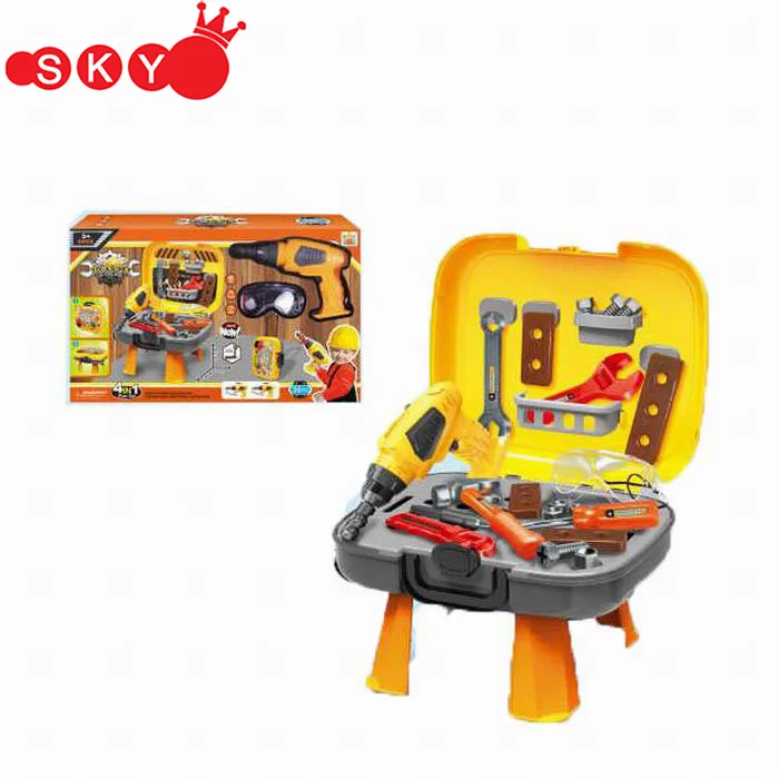 Plastic Children's Toy Mechanic Tool Box Set / Bricolage Tool Toy For